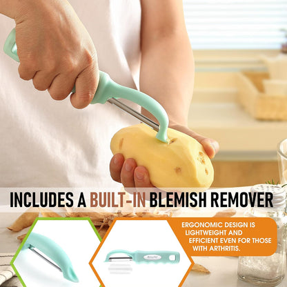 Spring Chef Premium Swivel Vegetable Peeler, Soft Grip Handle and Ultra Sharp Stainless Steel Blades - Perfect Kitchen Peeler For Veggie, Fruit, Potato, Carrot, Apple - Pink Lemonade