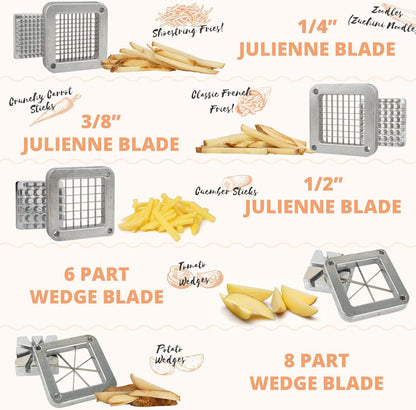 Tiger Chef Commercial Grade French Fry Cutter, Complete Combo Sets 15 Pieces,