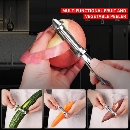 MAD SHARK Vegetable Peeler, Potato Peelers, I-Shaped Ultra Sharp Stainless Steel Blades Peelers, Orange Peeler for Kitchen, Veggie, Fruit, Garlic, Carrot, Apple Peeling