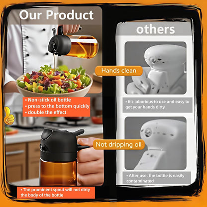 Olive Oil Sprayer for Cooking, 220ml Glass Oil Dispenser for Kitchen Gadgets, Food Grade Premium Spray Bottle, Continuous Spray with Portion Control, for Salad, Frying, BBQ (Black)