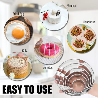 6 Pcs Round Cookie Cutter Set (2, 3, 3.5, 4, 5, 6 Inch) Stainless Steel Round Biscuit Cutters Circle Biscuit Cookie Cutters Large Circle Cutter for Food Baking Biscuits,Pastry,Donuts