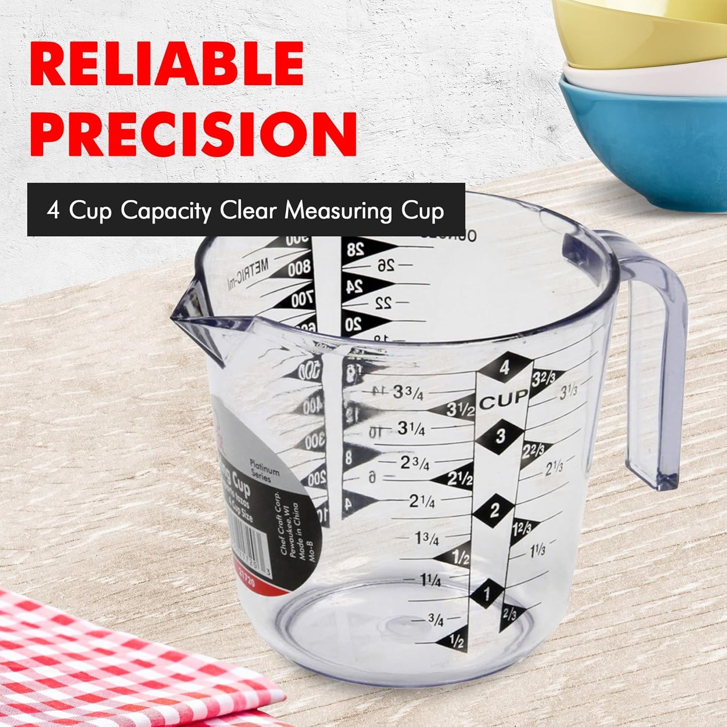 Chef Craft Select Plastic Measuring Cup, 2 Cup, Clear