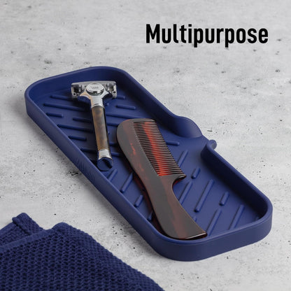 Zulay Kitchen (9x3.5in Sponge Holder for Kitchen Sink - Flexible Heavy-duty Multipurpose Sink Caddy - Counter Organizer for Kitchen, Bathroom, Makeup, Trinkets & More! (Grey)
