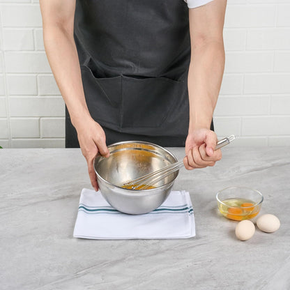Restaurantware 10.5 in Stainless Steel Ball Whisk - German Standard Egg Beater with Ergonomic Handle, Dishwasher Safe - Manual Mixer Cooking Whisk for Baking, Stirring, Sauces, Beating