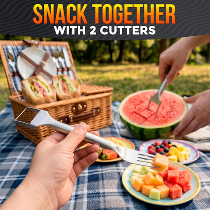 2-in-1 Watermelon Slicer Cutter Tool for 1” Cubes & Slices – Stainless Steel Watermelon Cutter Knife for Fast Fruit Cutting – Melon Slicer for Watermelon, Cantaloupe, Papaya, Honeydew, BBQ & Picnics