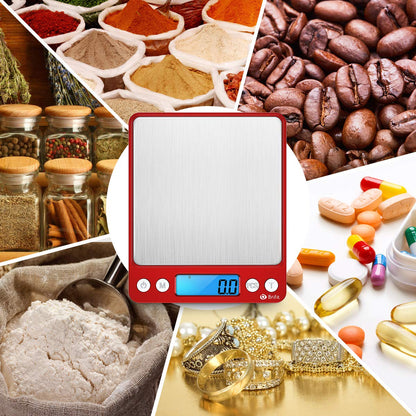 AMIR Digital Kitchen Scale, 3000g 0.01oz/ 0.1g Pocket Coffee Scale, Mini Food Scale, Pro Electronic Jewelry Scale with Back-Lit LCD Display, Tare & PCS Functions, Stainless Steel, Batteries Included