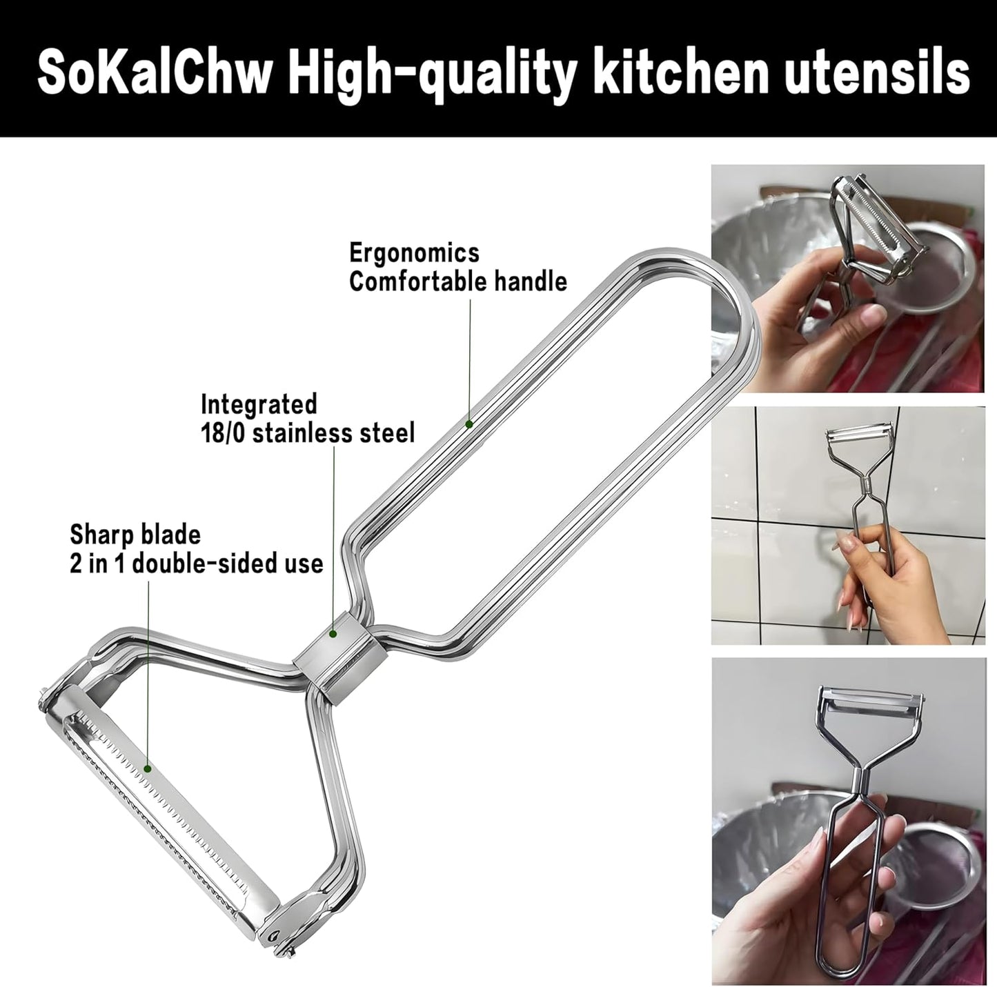 Potato Peelers for Kitchen, 2 Pcs, Just Like Mom's old steel Peeler