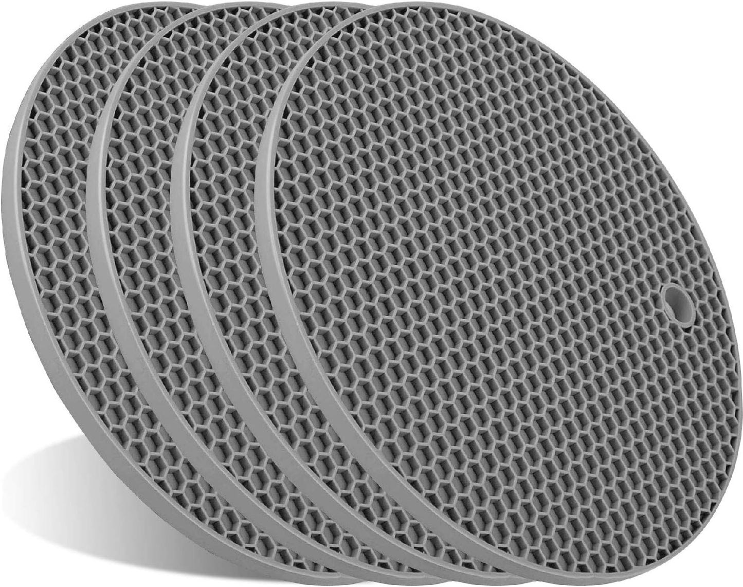 4 Pcs Trivets for Hot Dishes, Kitchen Heat Resistant Silicone Trivet, Extra Thick, Large, Non Slip (3. Beige)