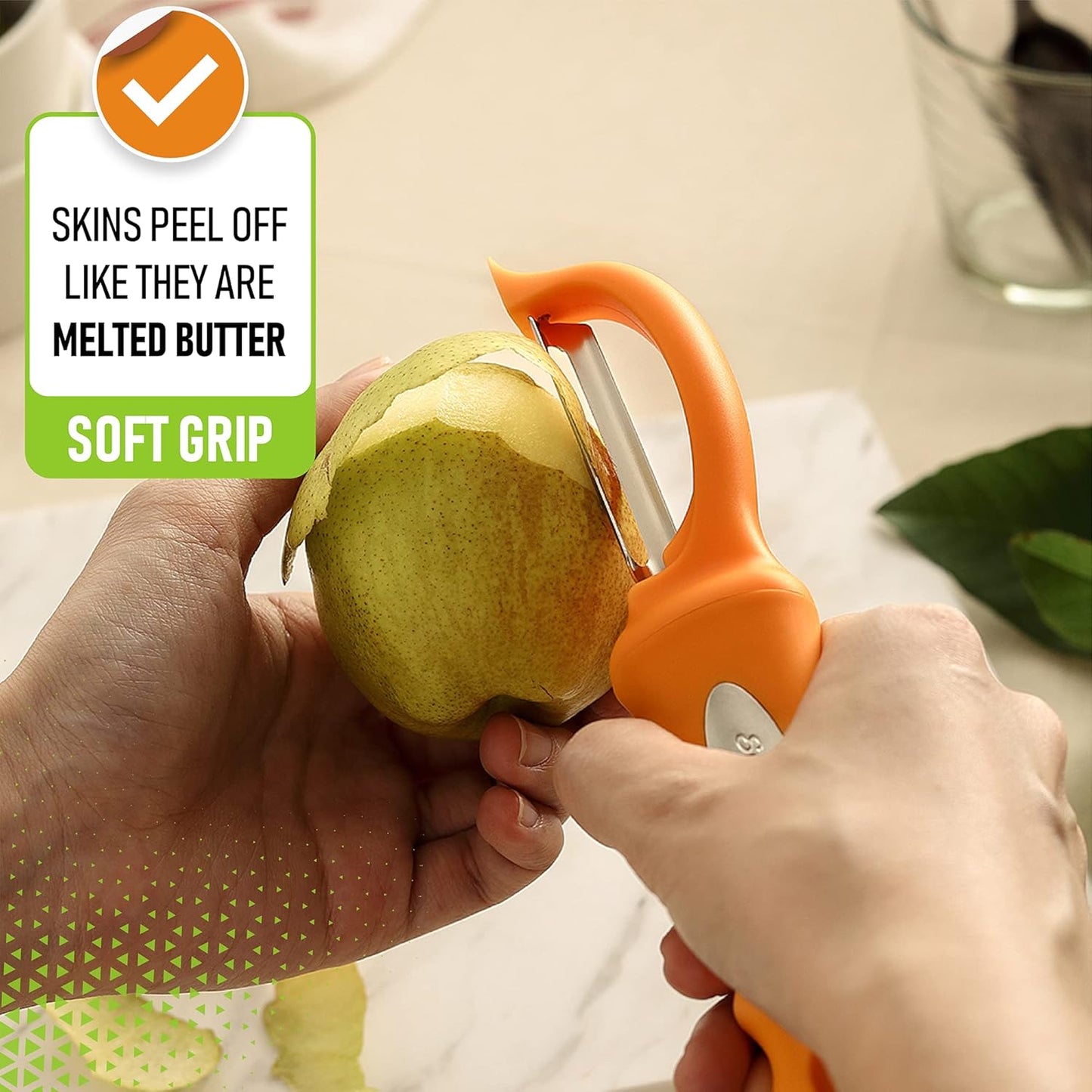 Spring Chef Premium Swivel Vegetable Peeler, Soft Grip Handle and Ultra Sharp Stainless Steel Blades - Perfect Kitchen Peeler For Veggie, Fruit, Potato, Carrot, Apple - Pink Lemonade