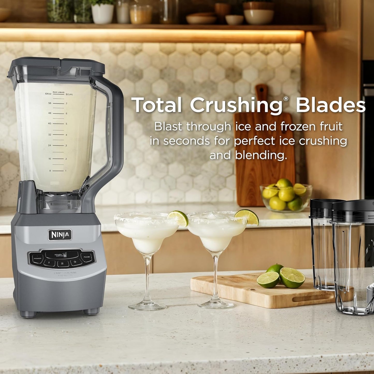 Ninja Kitchen System | All-in-One for Smoothies, Frozen Drinks, Veggie Chopper & More | With Full-Size Pitcher, 8 Cup Food Processor Bowl, (2) 18 oz. Cups, | 1200 Watt | Dark Grey | BR601AMZ