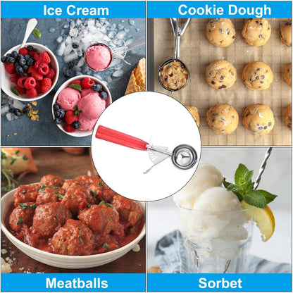 PATIKIL 3/4 Ounce Ice Cream Scoop with Trigger, Stainless Steel Portion Cookie Scoop with Thumb Trigger for Cookie Dough Cupcake Batter Baking, Purple 22ML