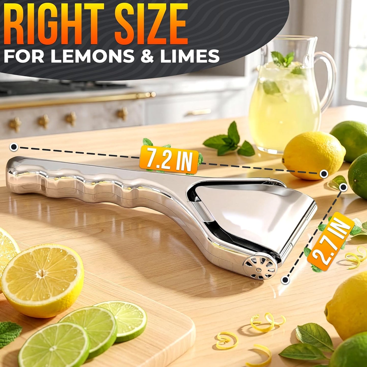 Hand Juicer Squeezer - Aluminum Manual Juicer Hand Press with Ergonomic Handle, 20 Oz Large Capacity Lemon Squeezer for Pomegranate, Orange, Lime & Citrus Fruits with Direct Pour Spout, Hand Wash Only