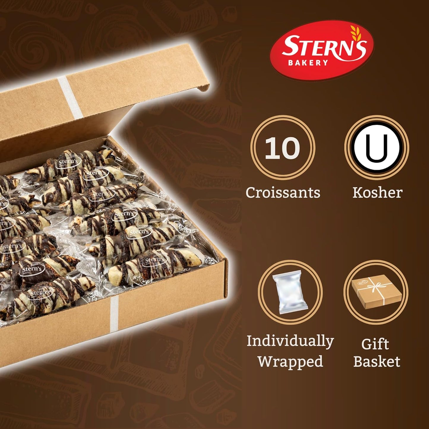 Sugar Free Pastries | Chocolate Croissant Chocolate Babka Bread | Breakfast Pastry | Dairy & Nut Free | Preservative Free | Unique for Holidays & Birthdays | 10 oz Stern’s Bakery