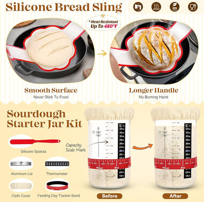Sourdough Starter Kit, Sourdough Bread Baking Supplies, Bread Proofing Basket, Sourdough Kit for Modern Home and Kitchen, Sourdough Bread Basket, Sour Dough Kit Tools, Bread Making Tools Kit