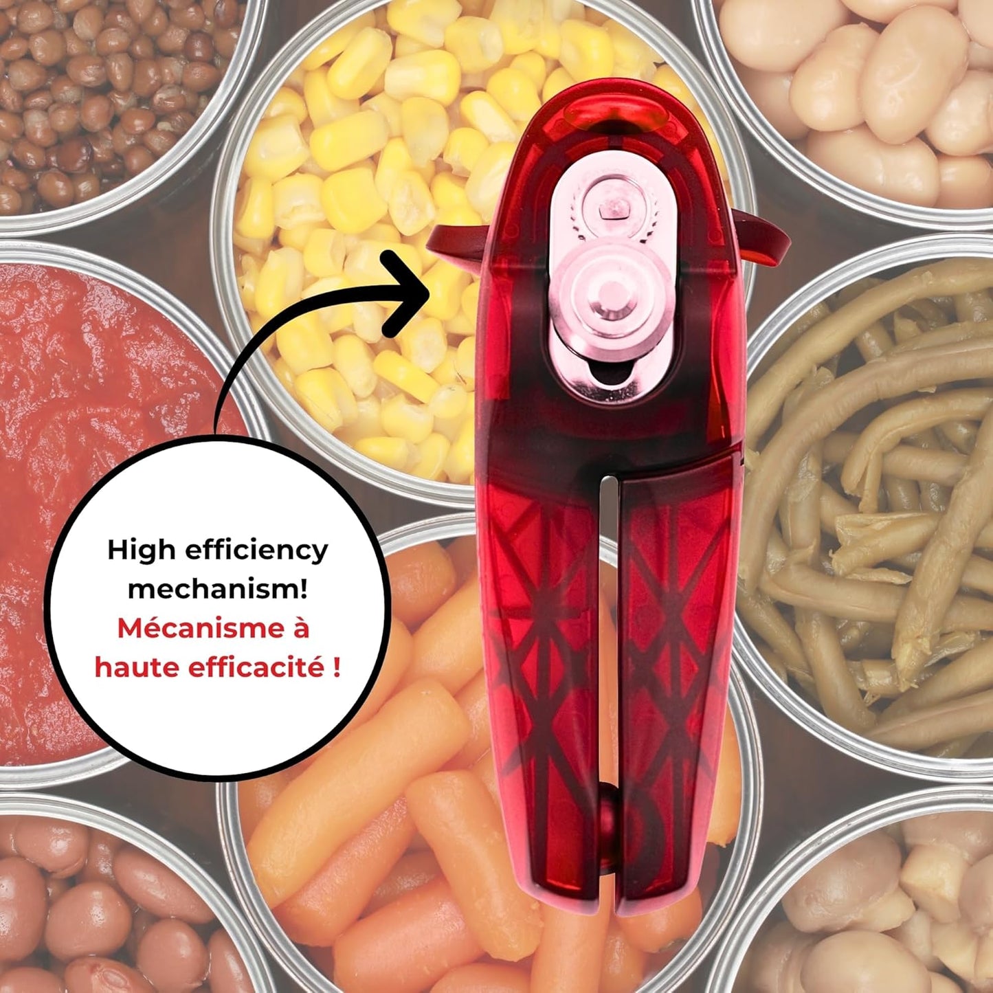 Starfrit Little Beaver Can Opener - Safe - Holds and Leaves No Sharp Edges on Lid - Comfort Grip - 3 year warranty - White