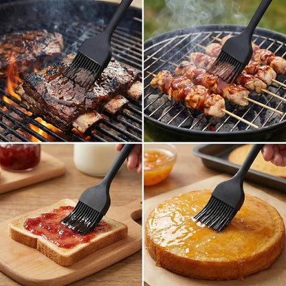 JJUNW 4PCS Silicone Pastry Brushes, Oil Baking Brushes, Heat Resistant Cooking Brush for Kitchen Baking Barbecue BBQ Cooking Grilling