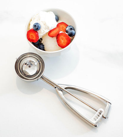 Jenaluca Jumbo Ice Cream Scoop - 18/8 Stainless Steel Cupcake and Muffin Scooper - 1/2 Cup Disher Size #8 for Icecream, Batter & Food Portions