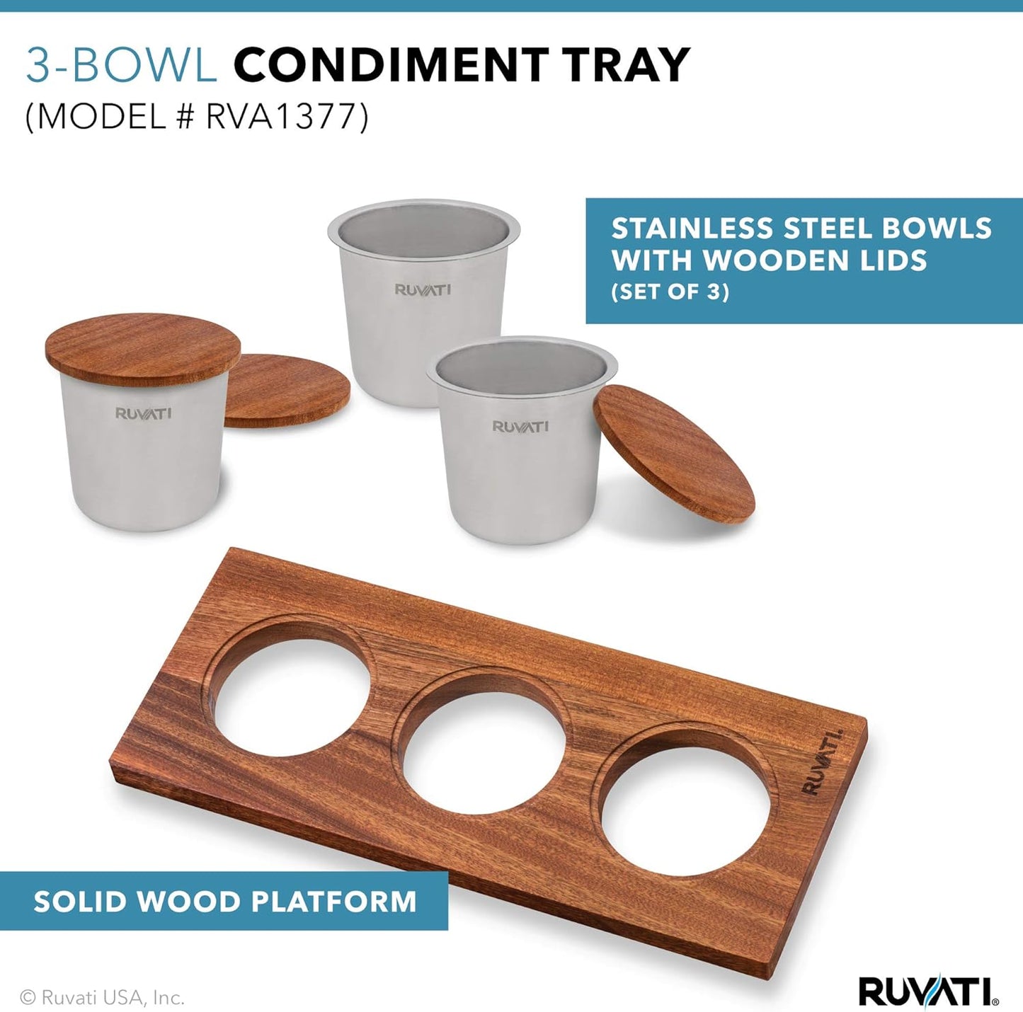 Ruvati Wood Platform with Mixing Bowl and Colander (complete set) for Workstation Sinks - RVA1288