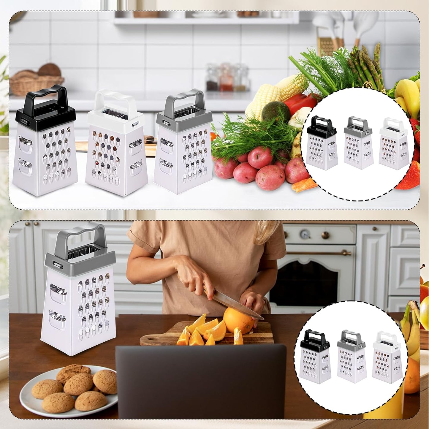6 Pcs Small Grater Mini Cheese Grater Handheld Slicer Professional Stainless Steel with 4 Sides Food Shredder Safe Zester for Kitchen Cheese Garlic Ginger Vegetable Potatoes