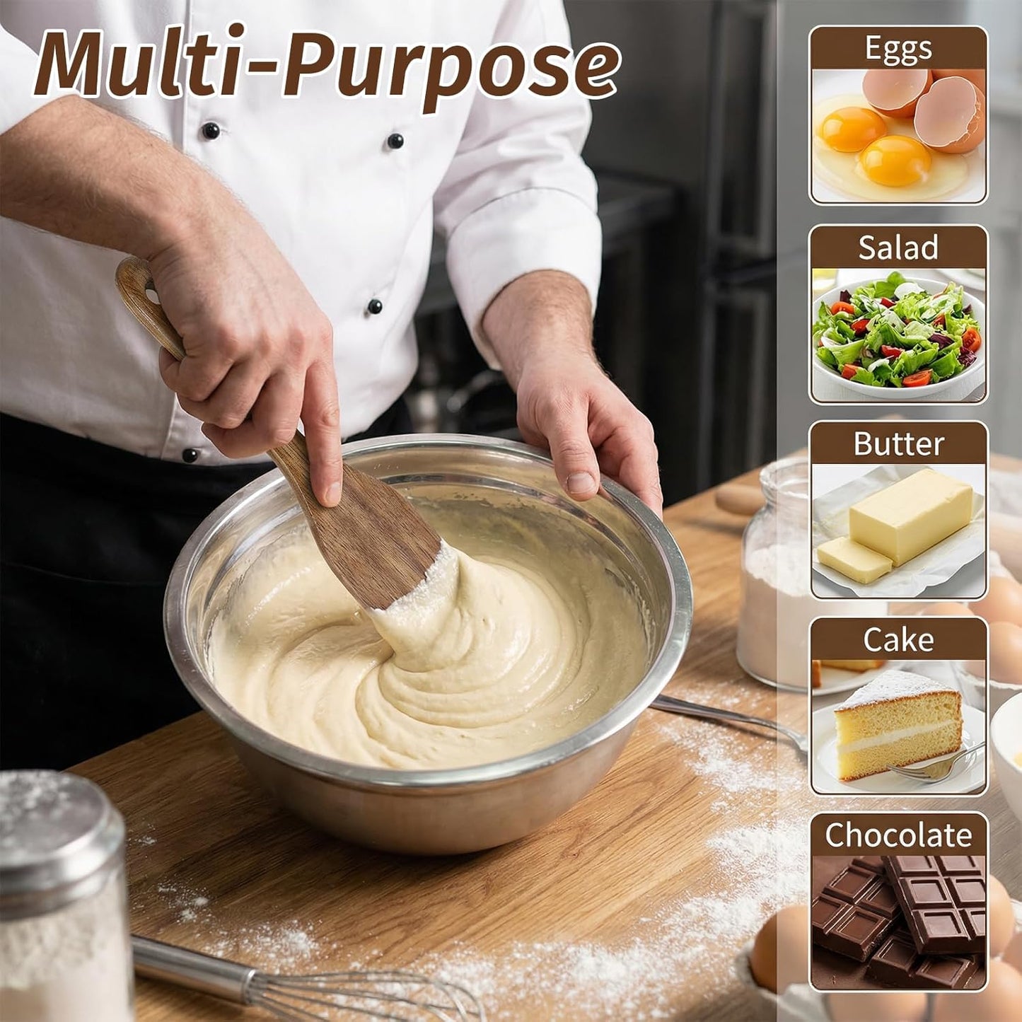 2 Pcs Wooden Spurtle for Sourdough Starter, Mixing, Dough Whisk and Stirring Utensil Kitchen Tools, Long Handle Jar Spatula for Reaching Bottomfor NonStick Cookware, Baking & Cooking Utensils