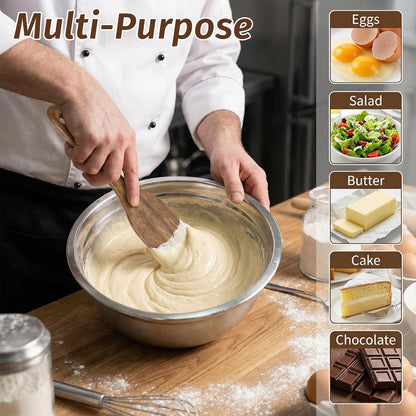 2 Pcs Wooden Spurtle for Sourdough Starter, Mixing, Dough Whisk and Stirring Utensil Kitchen Tools, Long Handle Jar Spatula for Reaching Bottomfor NonStick Cookware, Baking & Cooking Utensils