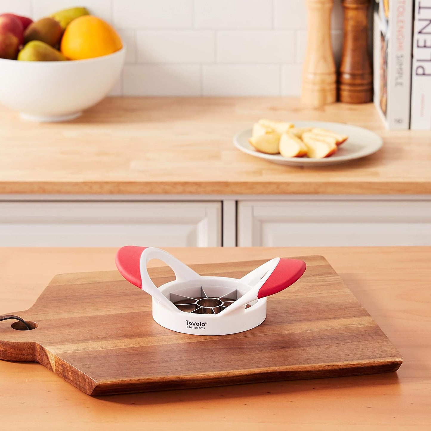 Tovolo Apple Slicer Corer Cutter Wedger Divider Ultra Sharp Stainless Steel Blades & Ergonomic Rubber Grip Handle One Red