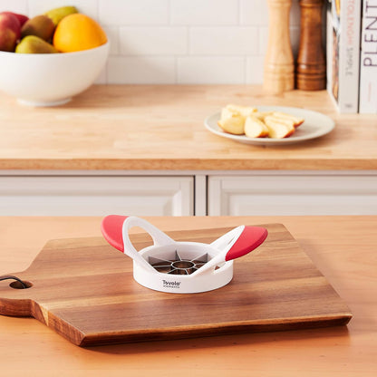Tovolo Apple Slicer Corer Cutter Wedger Divider Ultra Sharp Stainless Steel Blades & Ergonomic Rubber Grip Handle One Red