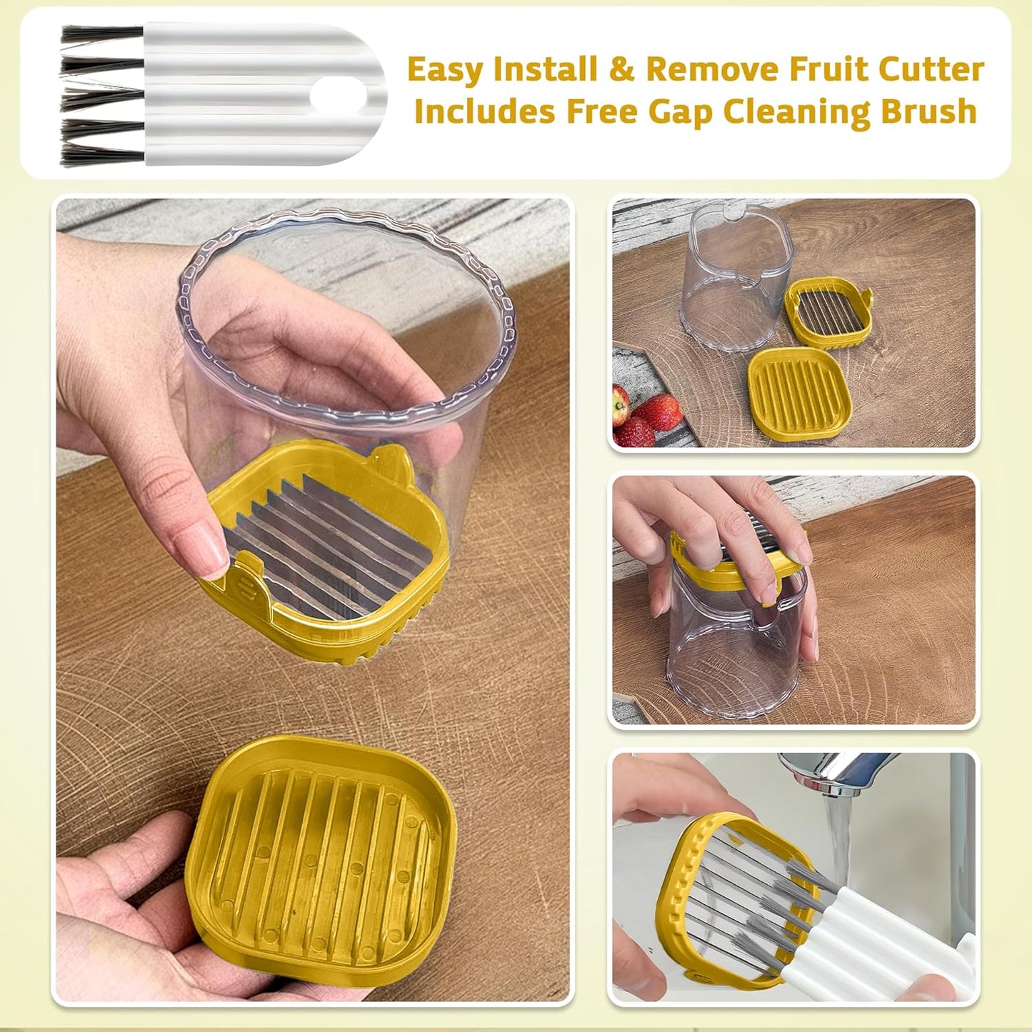 Strawberry Slicer Cup with Push Plate, Fruit Cutter Kitchen Gadget for Egg, Kiwi, Banana, Cucumber, Easy Fruit & Vegetable Slicer, Strawberry Cutter Tool for Quick Safe Cutting (Black)
