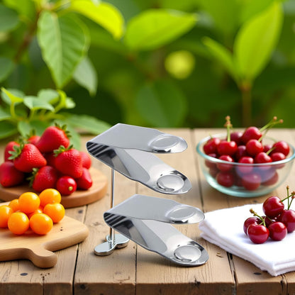 Stainless Steel Strawberry Huller Fruit Stem Remover Home Kitchen Tools for Cherry Tomato, Silver, 2.8 * 1, 2PCS