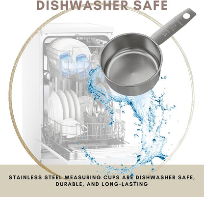 1/8 Cup Stainless Steel Measuring Cup | Sturdy Metal 30 ml | 30 cc | 1 oz | Single Cup for Wet and Dry Ingredients | Great for use as 1/8 Cup Coffee Scoop - 1 PK