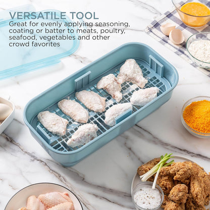 COOK WITH COLOR Collapsible Batter Bowl - Mess Free Breading Shaker Container - Great for Fried Fish, Fried Chicken, Onion Rings, Wings & More, Gray