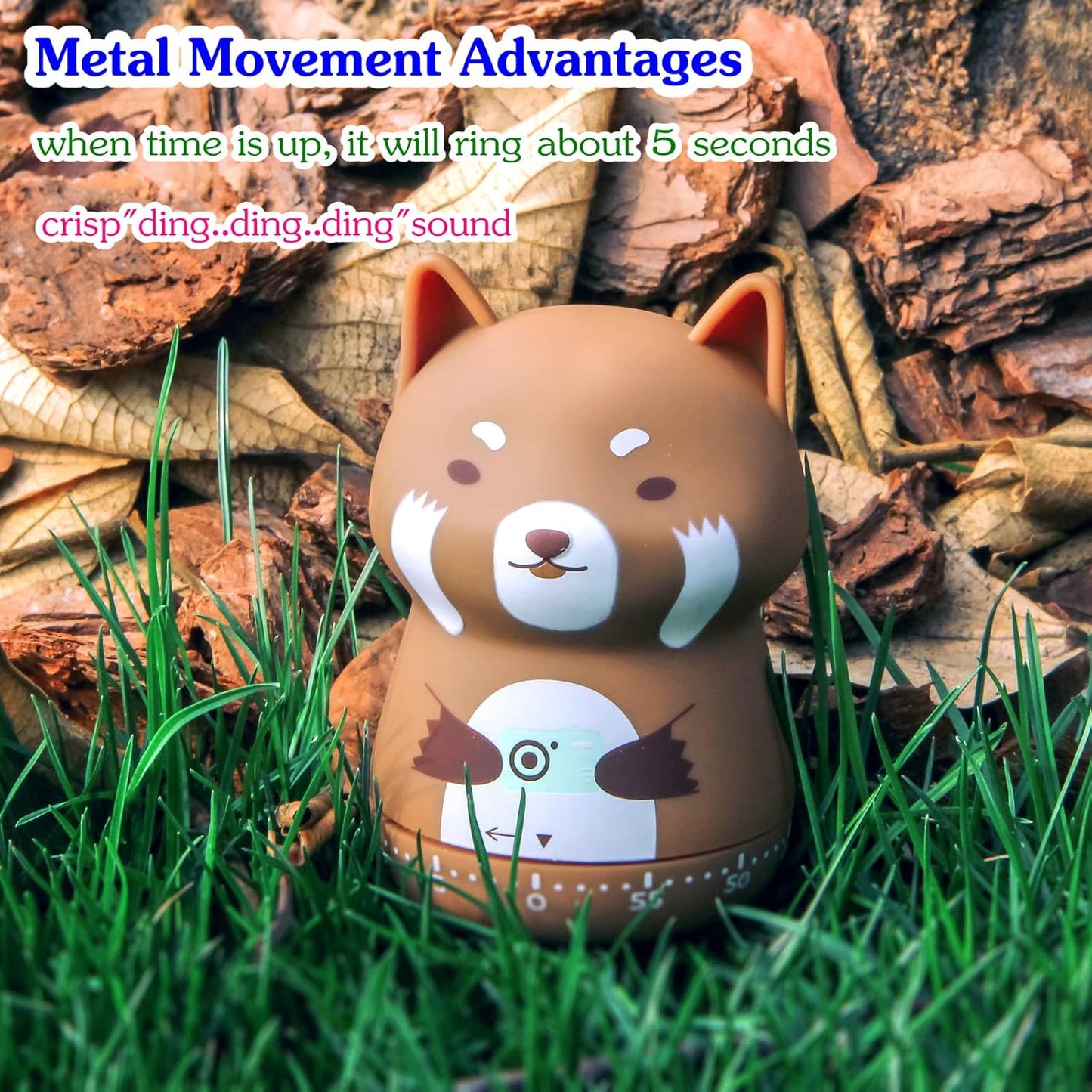 Mechanical Kitchen Timer, Cute Animal Wind Up 60 Minutes Manual Countdown for Kids, Classroom, Home, Study and Cooking (Orange Fox)
