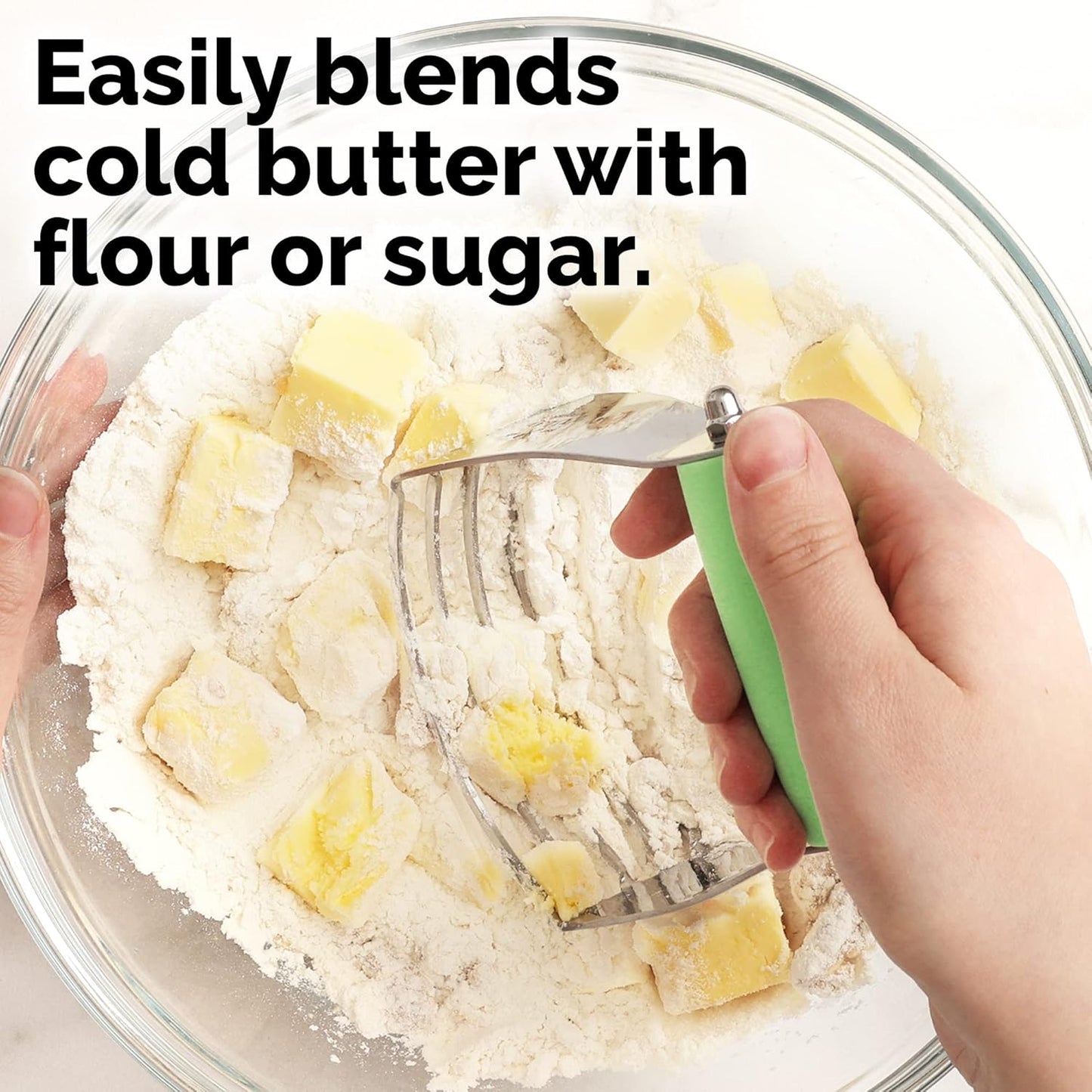 Zulay Kitchen Dough Blender - Stainless Steel Pastry Cutter, Heavy Duty Dough Cutter With Blades, Pastry Blender And Butter Cutter - Pastry Cutter For Baking (Blue)