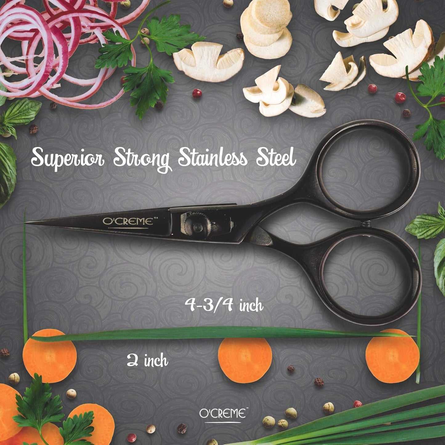 O'Creme Super Sharp Chef Scissors All Stainless Steel Snips Garnishing Tool (Gold)