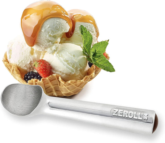 Zeroll Original Ice Cream Scoop Unique Liquid Filled Heat Conductive Handle Simple One Piece Aluminum Design Easy Release Made in USA, 2.5-Ounce, Silver