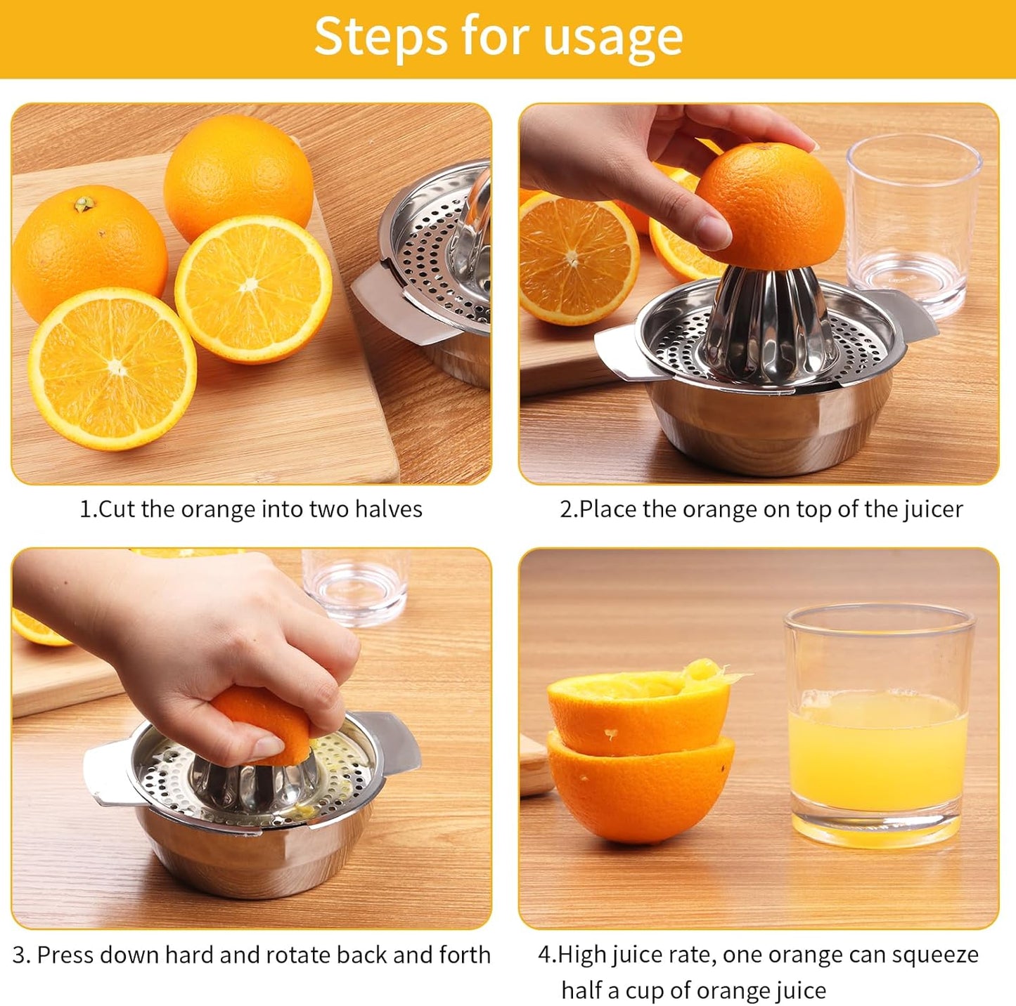 Stainless Steel Fruit Lemon Juicer,Manual Juicers Fruit Hand Squeezer For Kitchen Tool