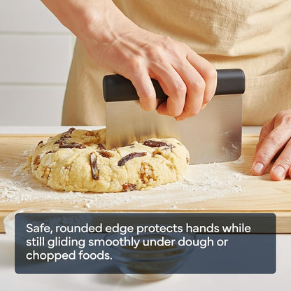 Misen Stainless Steel Bench Scraper - Versatile Food Scraper with Walnut Handle - Ideal for Kitchen, Pastry & Dough - Durable Cutting Board Scraper Tool - Effortless Transfer into Pots & Pans -Walnut