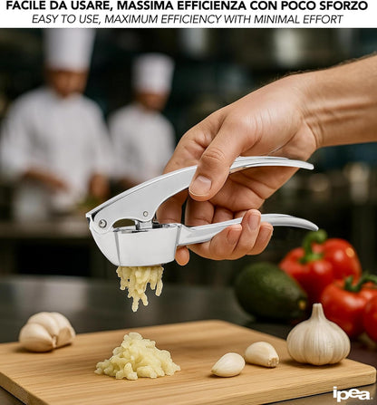 IPEA Stainless Steel Garlic Press for Garlic, Ginger, Chilli – Super Solid – Elegant Design – Professional Kitchen Garlic Press for Squeezing Nuts and Foods – Crusher – Easy to Clean