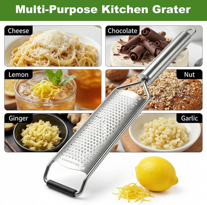 JJUNW Fine Cheese Grater, Salad Spinner, Flat Cheese Grater Garlic Graters with Handle, Stainless Steel Graters Kitchen Gadgets Cake Decorating Supplies Protect Cover