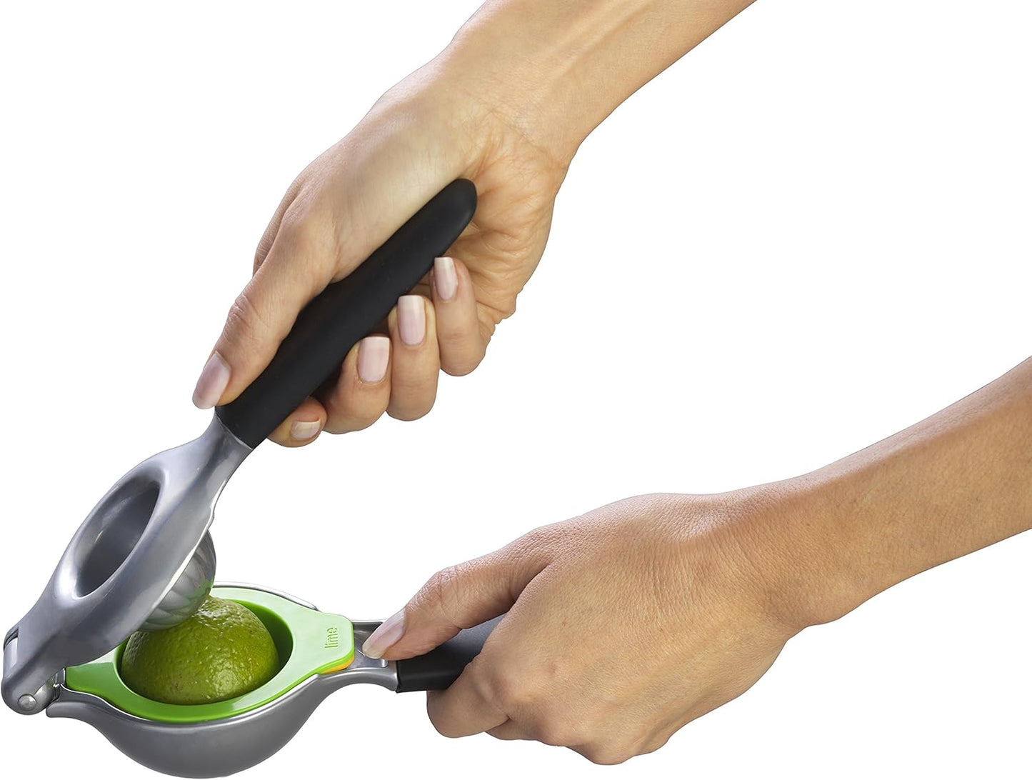 Lemon and lime hand juicer with perfect fit inserts