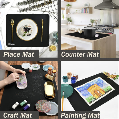 Extra Large Silicone Mat 36" x 24" Place Mats, Heat Resistant Mat for Kitchen Countertop Protector, Thick Placemats Washable Silicone Mats for Kitchen Counter Mat Dining Table Mat, Grey, Sapid