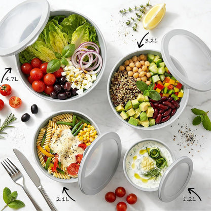 BoxedHome Mixing Bowls with Lids - 8 Piece Plastic Nesting Bowls Set includes 4 Prep Bowls and 4 Lids, Microwave and Dishwasher Safe, Green