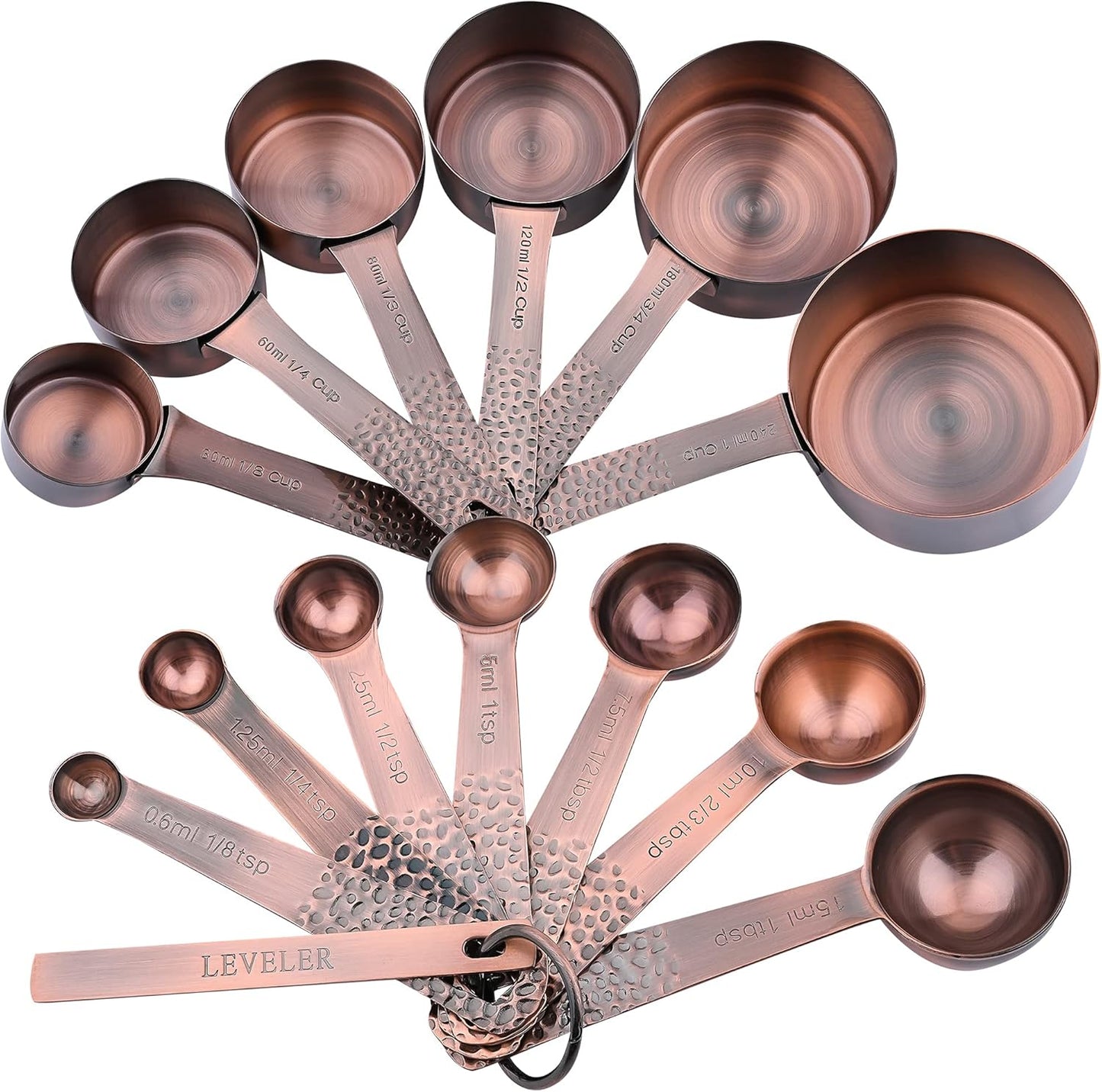 Measuring Spoons Set, 18/8 Stainless Steel Measuring Spoons Set for Dry&Liquid, Metal Metric & US Measuring Spoon with 1 Leveler and Locking Ring for Kitchen & Baking