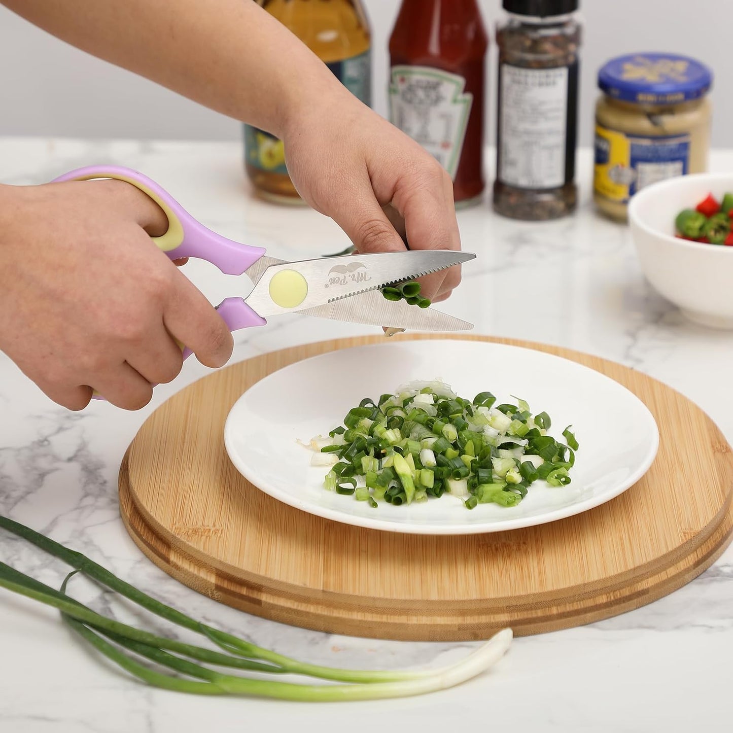 Mr. Pen- All Purpose Kitchen Shears with Protective Sheath, 8 Inch, Dishwasher Safe, Stainless Steel Food Scissors with Micro-Serrated Blades, Soft Grip Comfort Handle, Durable Utility Kitchen Shears