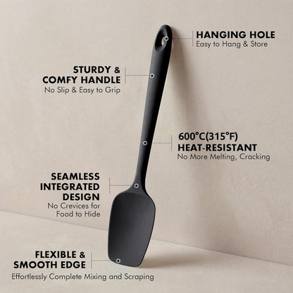 2 Pieces Silicone Spatula Set: Ironberry 600ºF Heat Resistant Food Grade Cooking & Baking Utensils, Kitchen Flexible Nonstick Rubber Scraper for Scraping, Mixing, Scrambling, Flipping (Black)