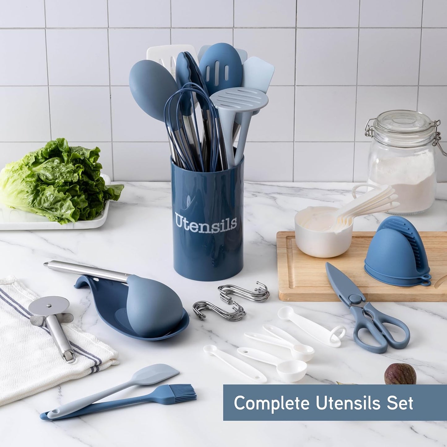 COOK WITH COLOR Silicone Cooking Utensils, Kitchen Utensil Set, Easy to Clean Silicone Kitchen Utensils, Cooking Utensils for Nonstick Cookware, Kitchen Gadgets Set, 10 Pieces, Green