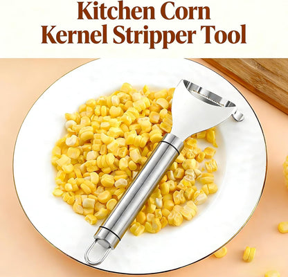 2-Piece Stainless Steel Corn Peeler Set - Quick Corn Kernel Stripper & Cob Thresher Tool for Kitchen