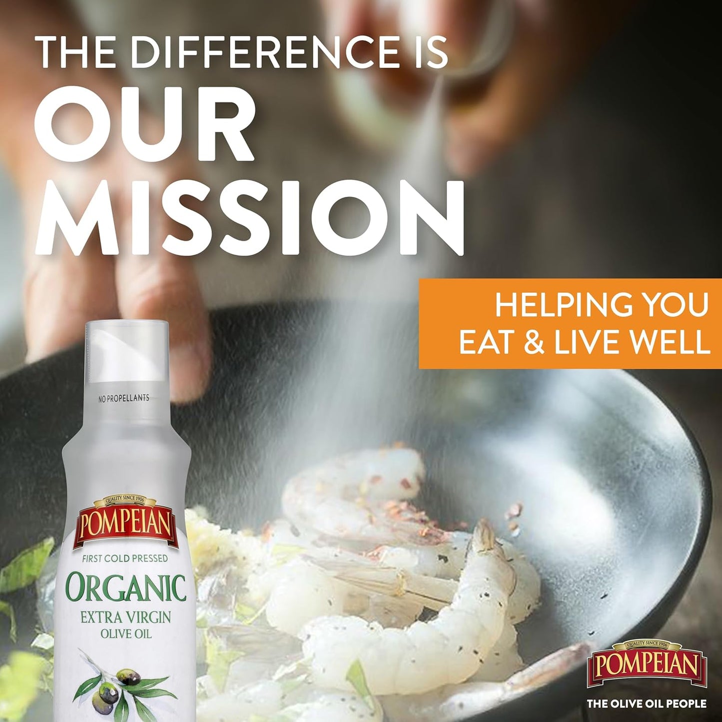 Pompeian Robust Organic Extra Virgin Olive Oil Spray - No Propellants - First Cold Pressed Olive Oil for Cooking - Robust Flavor for Salads, Pasta, and Drizzling, 5 Fl Oz (3 Pack)