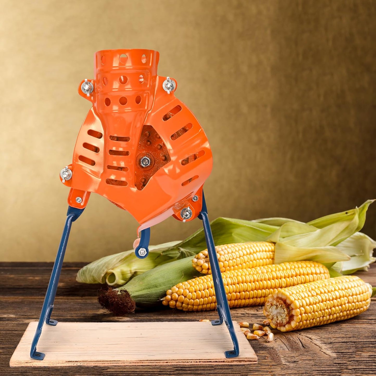 Steel Corn Sheller Hand Crank - Corn on The Cob Remover with Stand, Heavy Duty Corn Cob Stripper, Manual Corn Thresher with a Set of Installation Tool