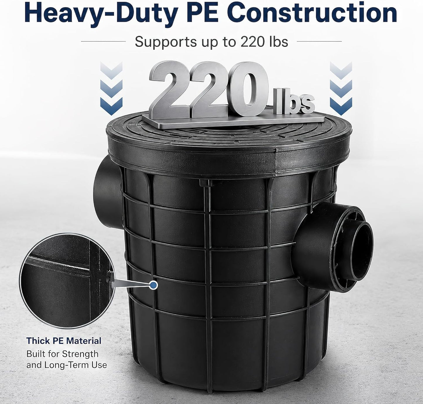 THOUSANDSUNNY Commercial Grease Trap, PE Plastic Side Inlet Grease Separator for Kitchen